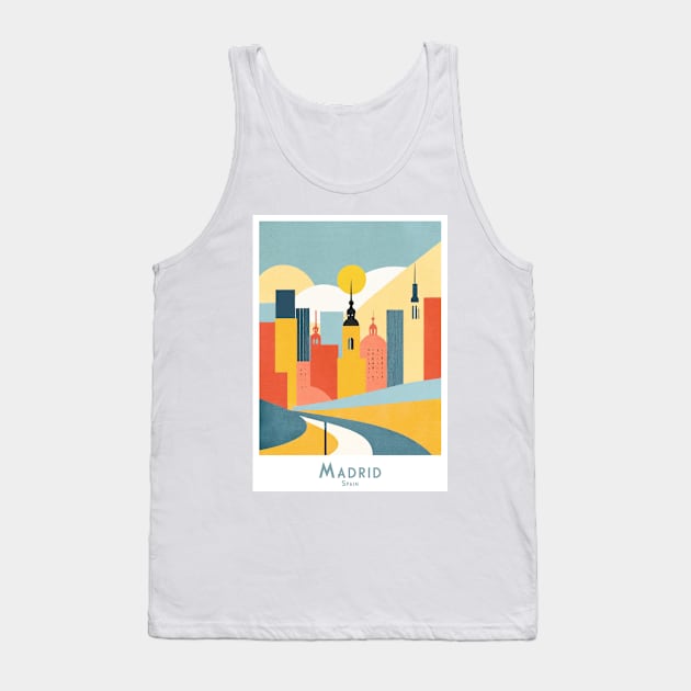 Spain Abstract Madrid Skyline Tank Top by POD24